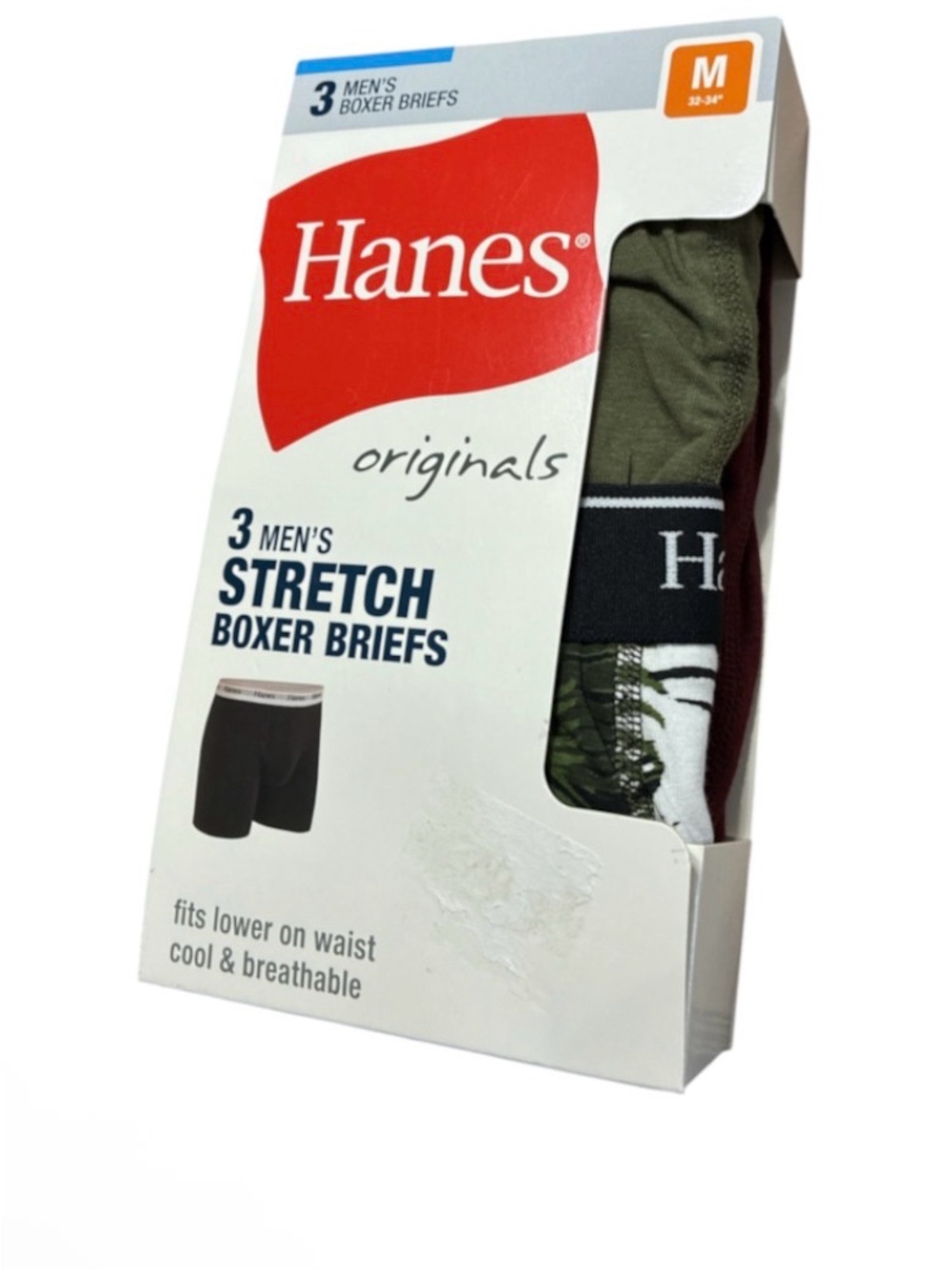 Hanes Originals Men's Boxer Briefs - Olive Green & Black (3 Pack) Medium